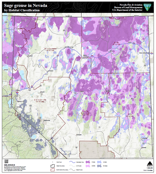Nevada and California Sage Grouse Habitat map graphic