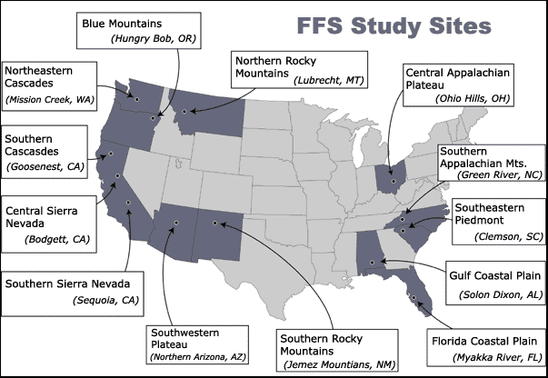 Fire and Fire Surrogates Study Sites Map