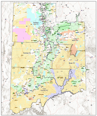 Utah Repeater Locations map graphic
